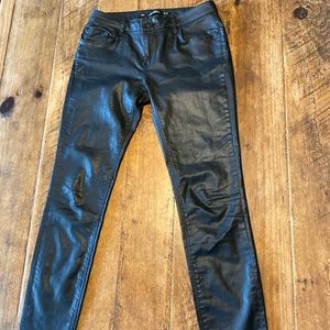 Zara Woman Slim Fit Wax Coated Black Pants Size 2